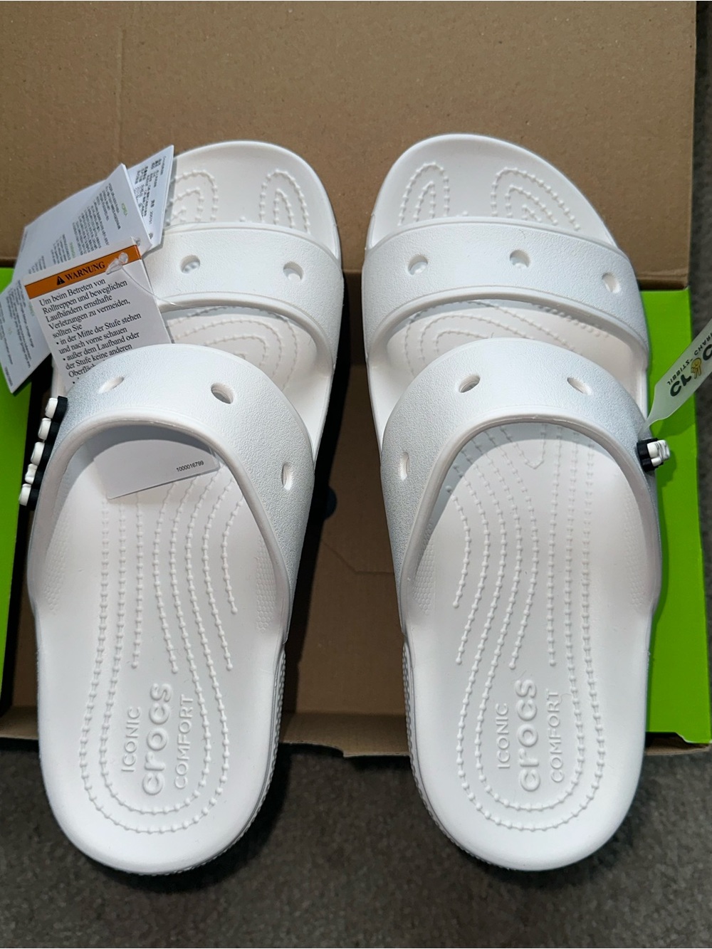 CROCS White Double Band Slide Sandals